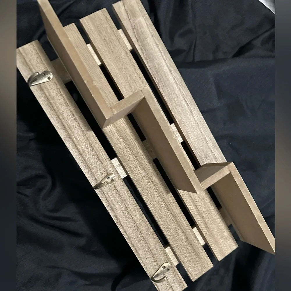 True Living Brown Wall Shelf with Hooks